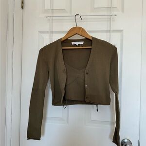 Endless Rose Khaki Ribbed Knit Top